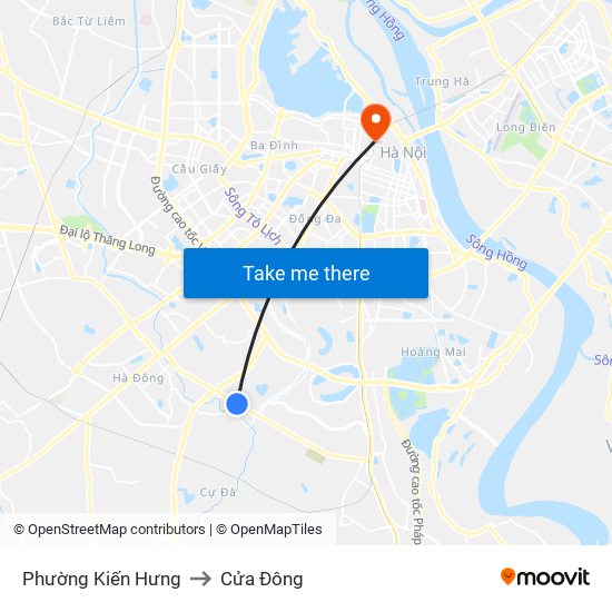 Phường Kiến Hưng to Cửa Đông map