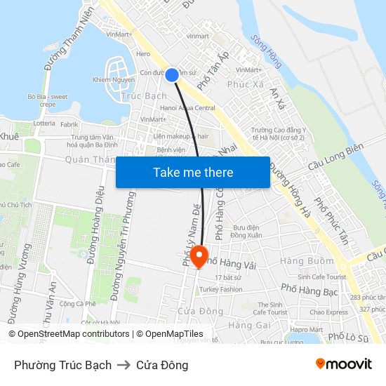 Phường Trúc Bạch to Cửa Đông map