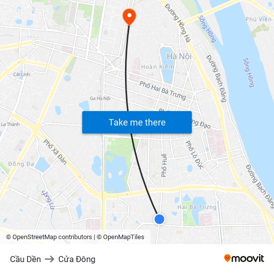 Cầu Dền to Cửa Đông map