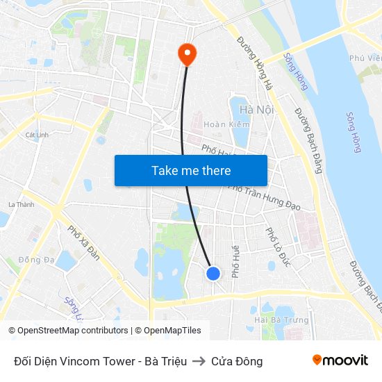 Đối Diện Vincom Tower - Bà Triệu to Cửa Đông map