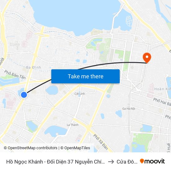 Hồ Ngọc Khánh - Đối Diện 37 Nguyễn Chí Thanh to Cửa Đông map