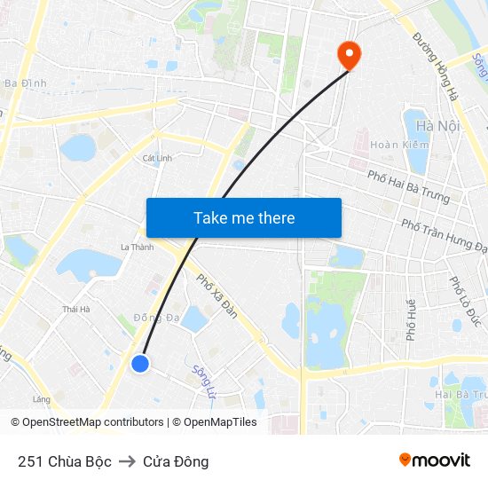 251 Chùa Bộc to Cửa Đông map