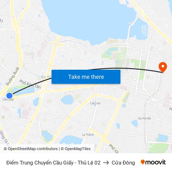 Điểm Trung Chuyển Cầu Giấy - Thủ Lệ 02 to Cửa Đông map