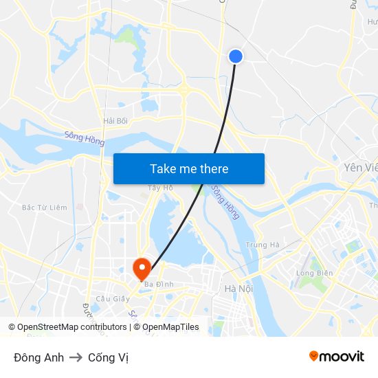 Đông Anh to Cống Vị map