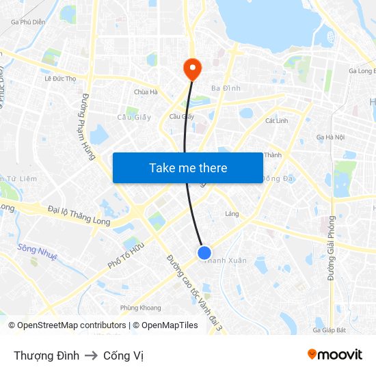 Thượng Đình to Cống Vị map