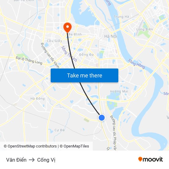 Văn Điển to Cống Vị map