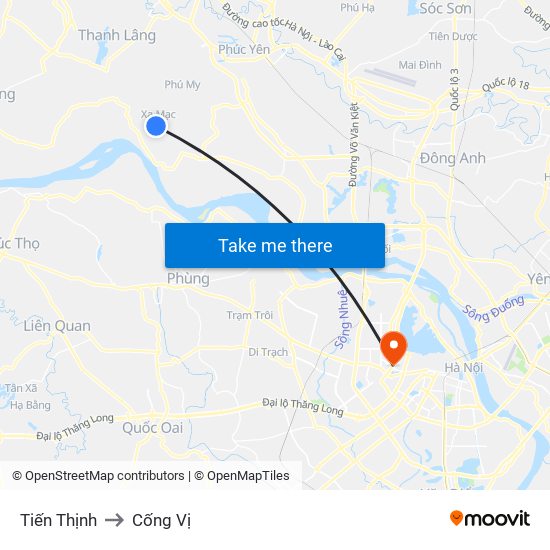 Tiến Thịnh to Cống Vị map