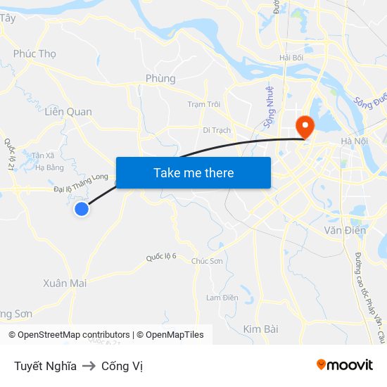 Tuyết Nghĩa to Cống Vị map