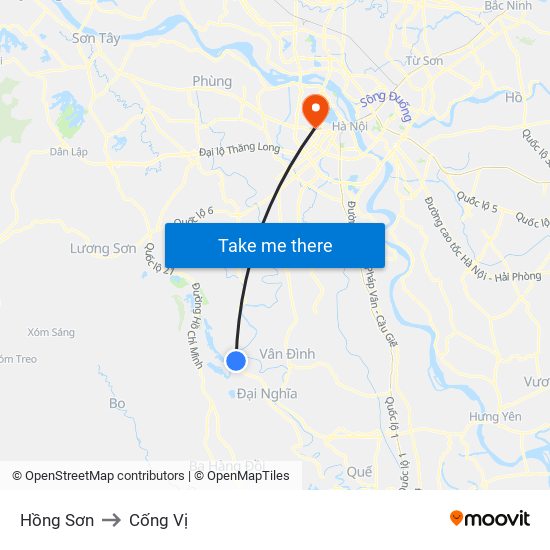 Hồng Sơn to Cống Vị map