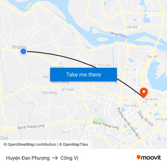 Huyện Đan Phượng to Cống Vị map