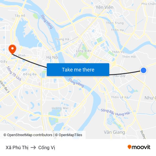 Xã Phú Thị to Cống Vị map