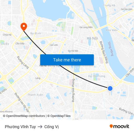 Phường Vĩnh Tuy to Cống Vị map