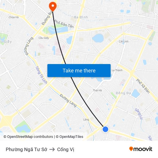 Phường Ngã Tư Sở to Cống Vị map