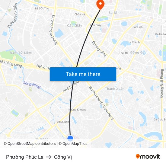 Phường Phúc La to Cống Vị map