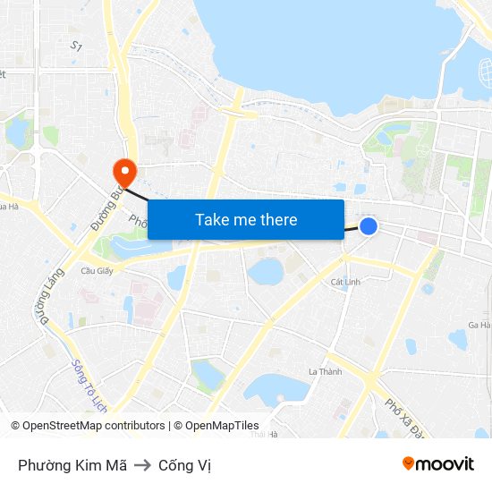 Phường Kim Mã to Cống Vị map