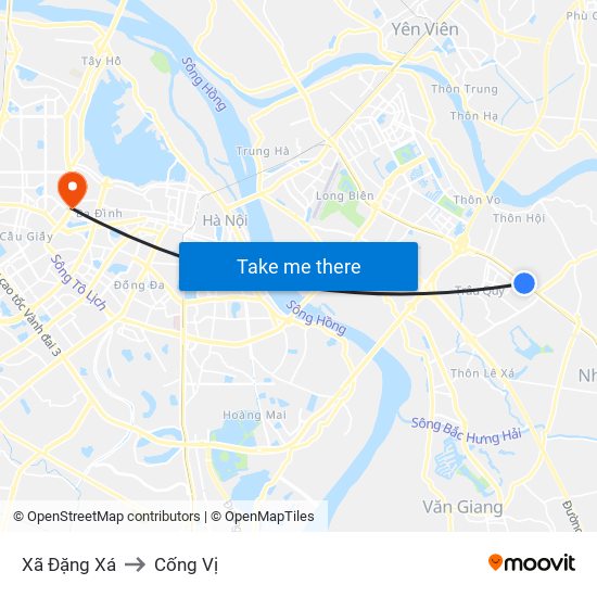 Xã Đặng Xá to Cống Vị map