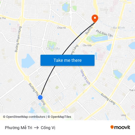 Phường Mễ Trì to Cống Vị map