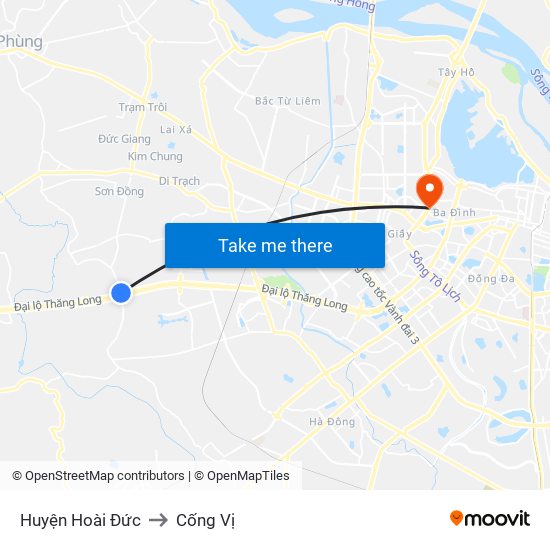 Huyện Hoài Đức to Cống Vị map