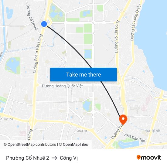 Phường Cổ Nhuế 2 to Cống Vị map