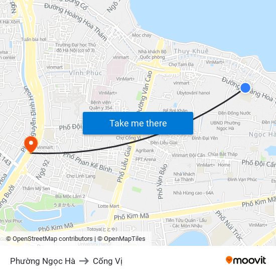 Phường Ngọc Hà to Cống Vị map