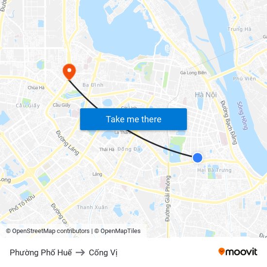 Phường Phố Huế to Cống Vị map