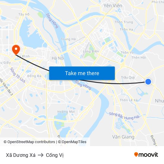 Xã Dương Xá to Cống Vị map