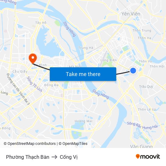 Phường Thạch Bàn to Cống Vị map