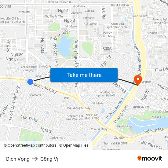 Dịch Vọng to Cống Vị map