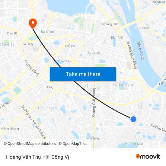 Hoàng Văn Thụ to Cống Vị map