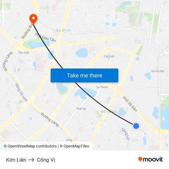Kim Liên to Cống Vị map