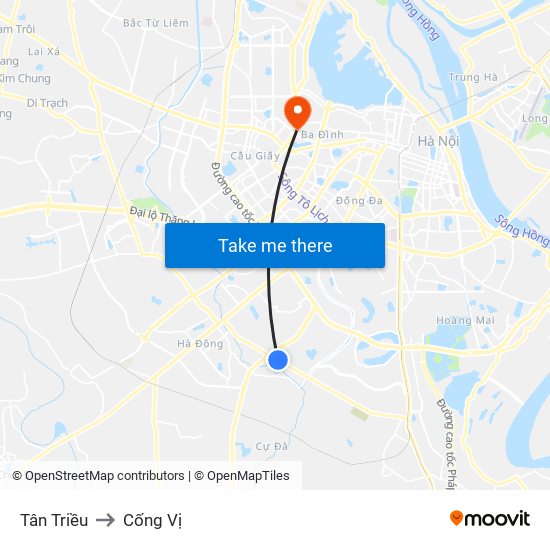 Tân Triều to Cống Vị map