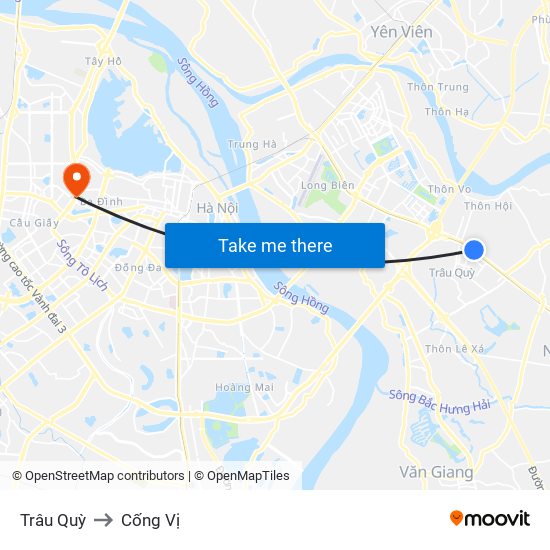 Trâu Quỳ to Cống Vị map