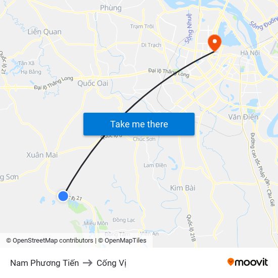 Nam Phương Tiến to Cống Vị map