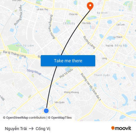 Nguyễn Trãi to Cống Vị map