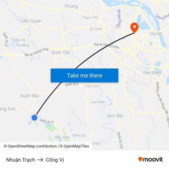 Nhuận Trạch to Cống Vị map