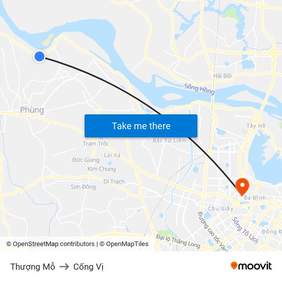 Thượng Mỗ to Cống Vị map