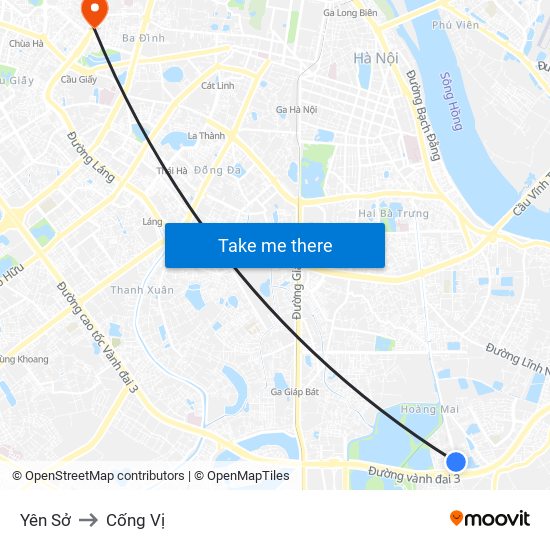 Yên Sở to Cống Vị map