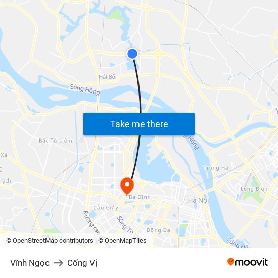 Vĩnh Ngọc to Cống Vị map