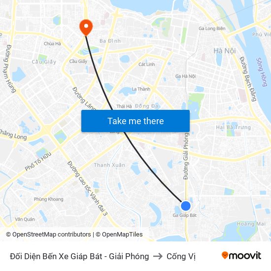 Đối Diện Bến Xe Giáp Bát - Giải Phóng to Cống Vị map