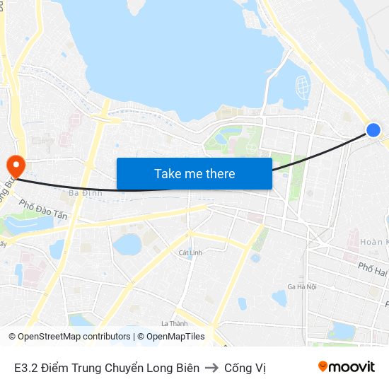 E3.2 Điểm Trung Chuyển Long Biên to Cống Vị map