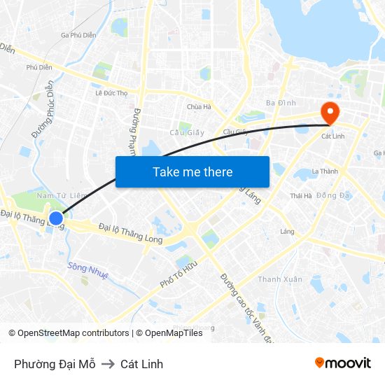 Phường Đại Mỗ to Cát Linh map