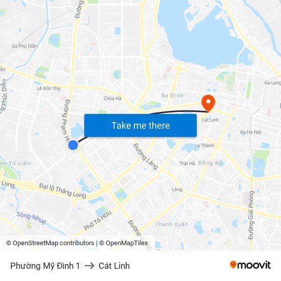 Phường Mỹ Đình 1 to Cát Linh map