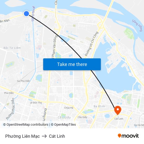 Phường Liên Mạc to Cát Linh map