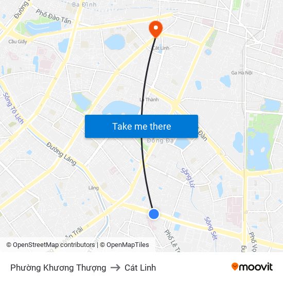 Phường Khương Thượng to Cát Linh map