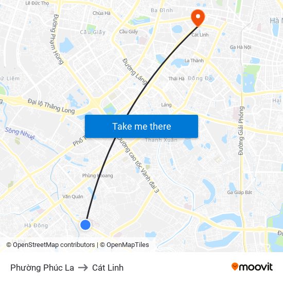 Phường Phúc La to Cát Linh map