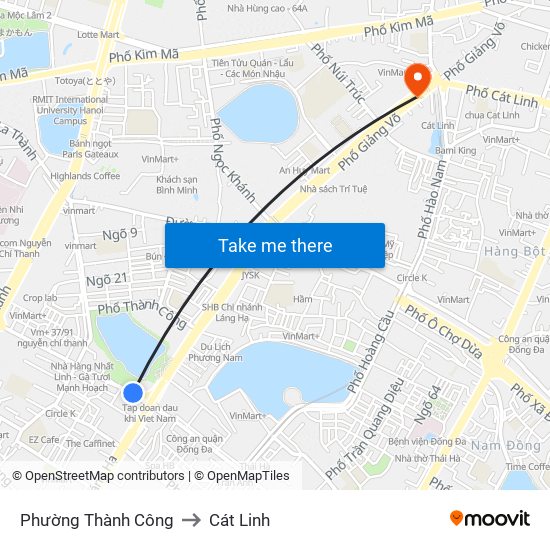 Phường Thành Công to Cát Linh map