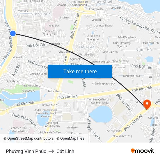 Phường Vĩnh Phúc to Cát Linh map