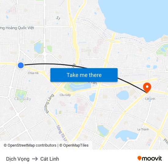 Dịch Vọng to Cát Linh map