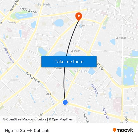 Ngã Tư Sở to Cát Linh map