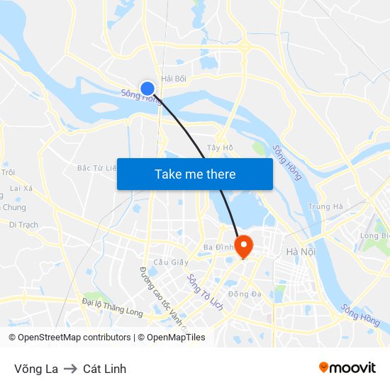 Võng La to Cát Linh map